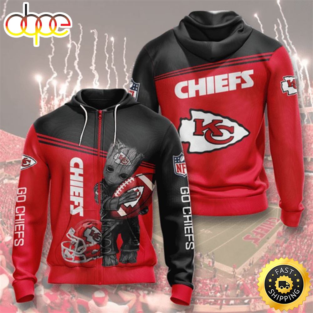 Sports Team Groot Kansas City Chiefs 3d Hoodie All Over Printed Qjke0d