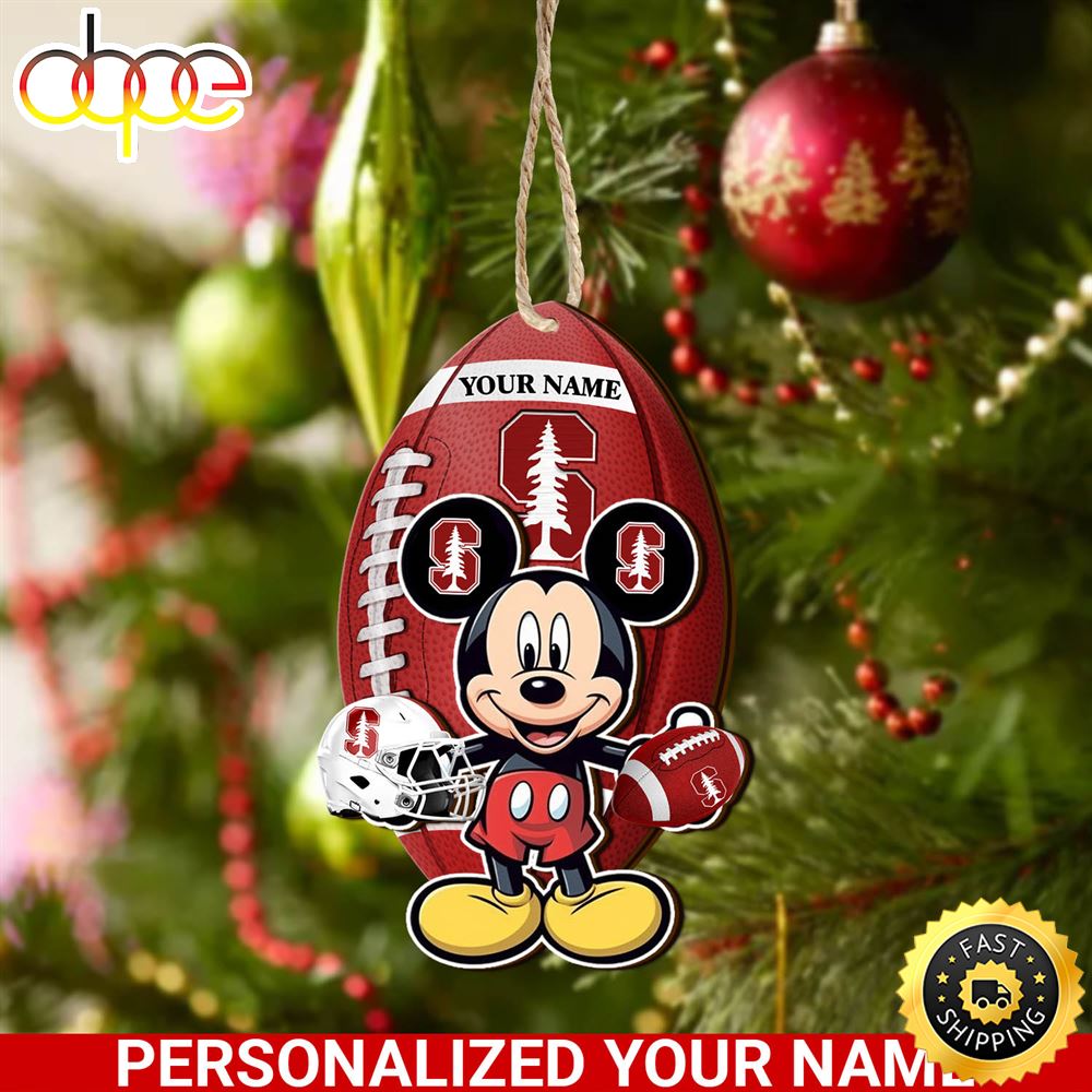 Stanford Cardinal And Mickey Mouse Ornament Personalized Your Name