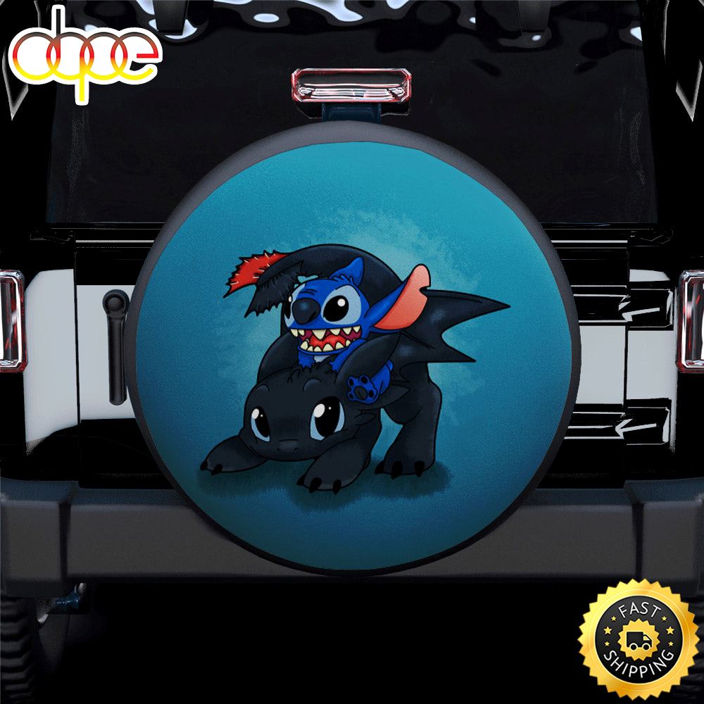 Stitch And Toothless Car Spare Tire Covers Gift For Campers P9e42b