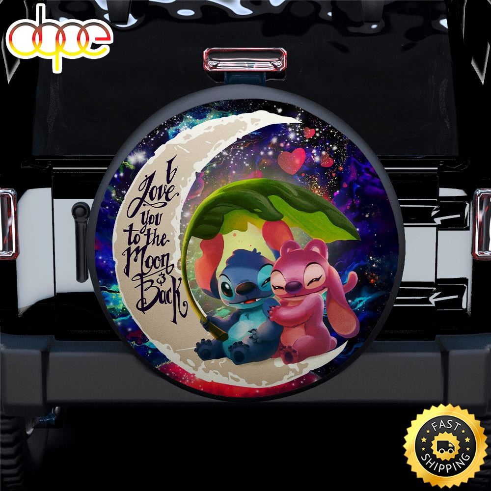 Stitch Angel Love You To The Moon Galaxy Car Spare Tire Covers Gift For Campers F3ord1