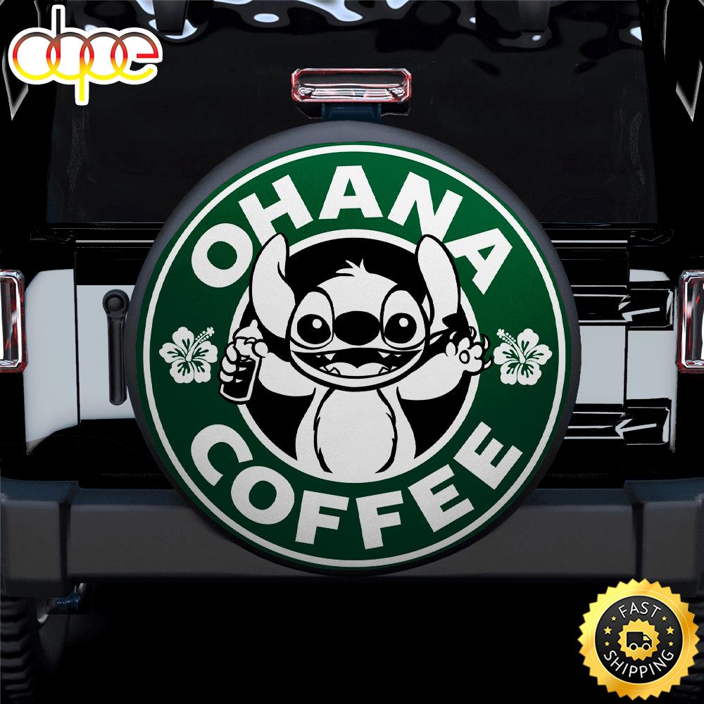 Stitch Ohana Coffee Logo Car Spare Tire Covers Gift For Campers Zmuz1l