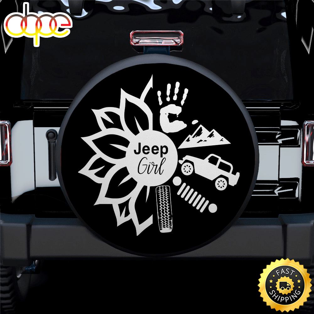 Sunflower Jeep Girl Car Spare Tire Covers Gift For Campers Tlixb2