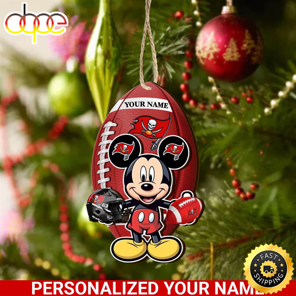 Tampa Bay Buccaneers And Mickey Mouse Ornament Personalized Your Name