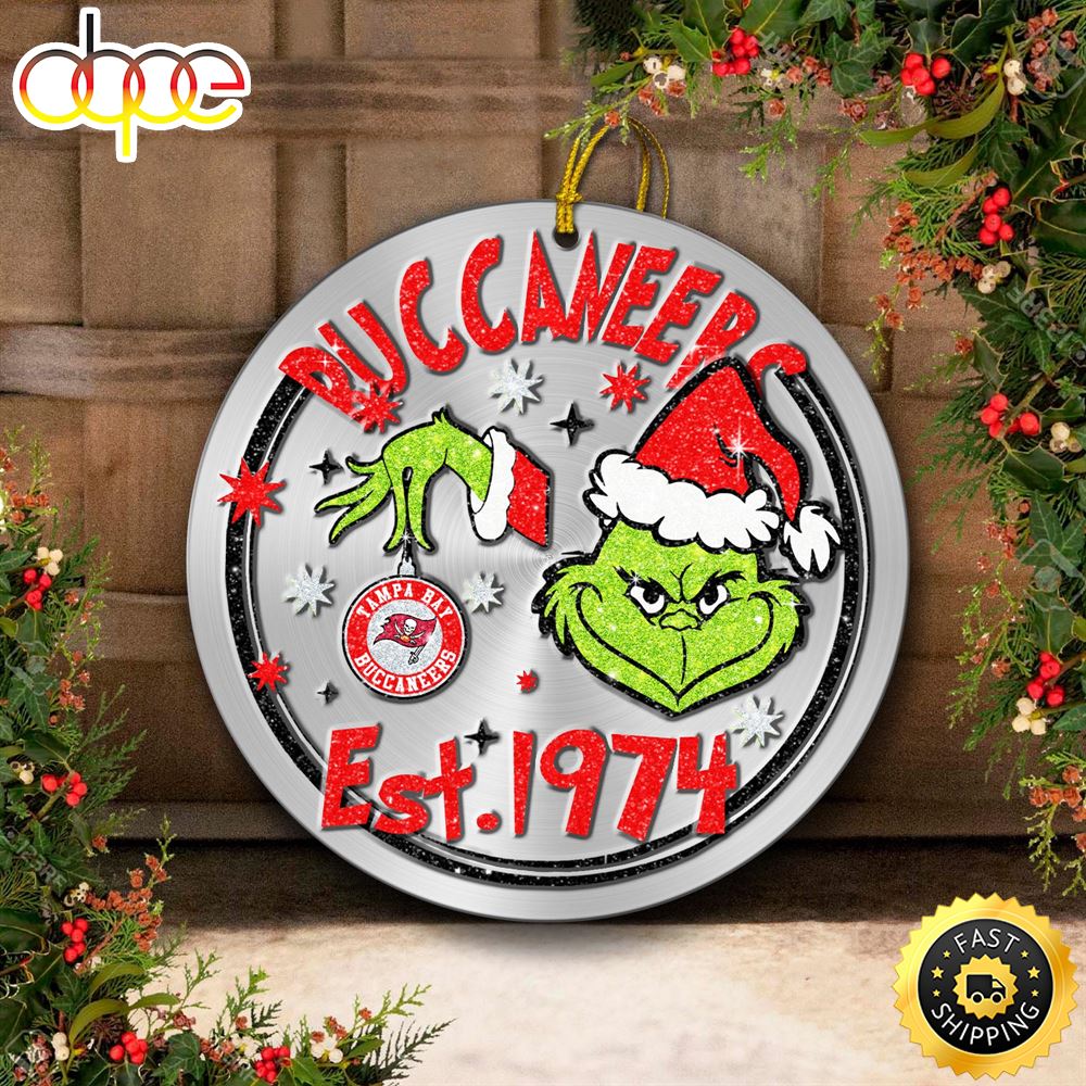 Tampa Bay Buccaneers Grinch Circle Ornaments Christmas Auhv7a