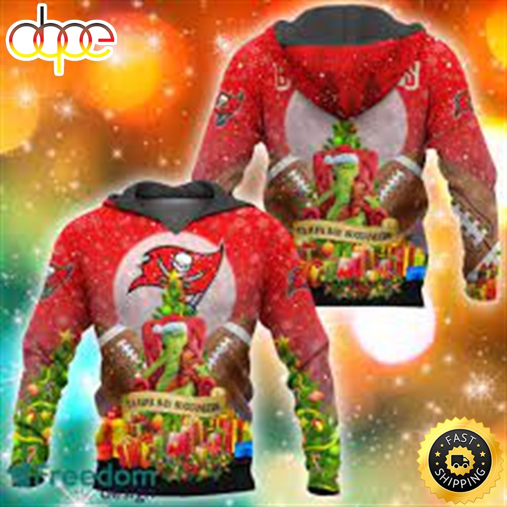 Tampa Bay Buccaneers NFL Grinch Christmas Tree 3D Hoodie Pullover Prints Gpjdpd