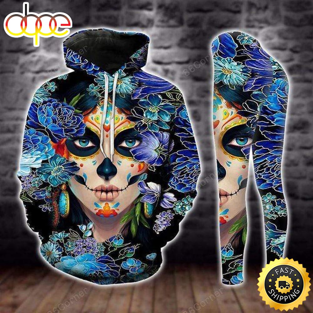Tattoo Girl All Over Print Leggings Hoodie Set Outfit For Women