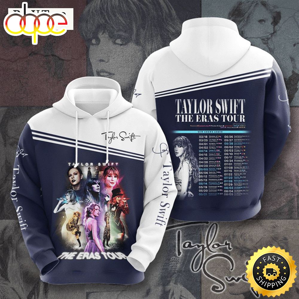 Taylor Swift The Eras Tour Schedule White 3D Printed Hoodie