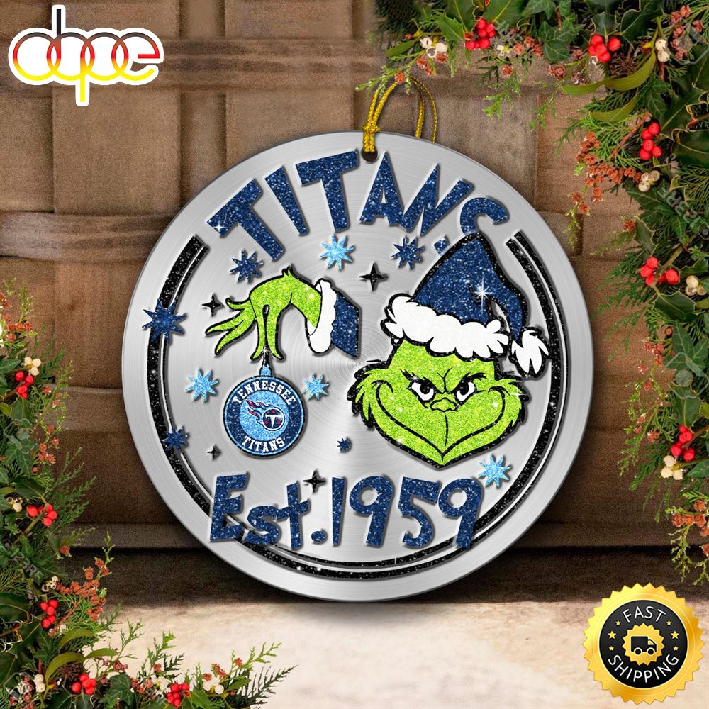 Tennessee Titans Grinch Circle Ornaments Christmas Ntmdxk