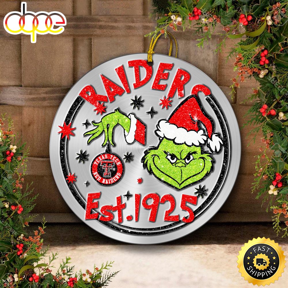 Texas Tech Red Raiders Grinch Circle Ornaments Christmas Lp8z3j