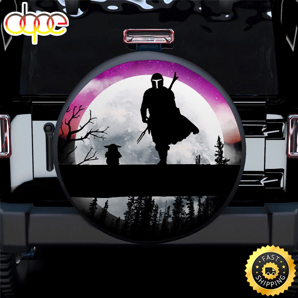 The Mandalorian And Baby Yoda Moon Night Car Spare Tire Covers Gift For Campers Phzfls