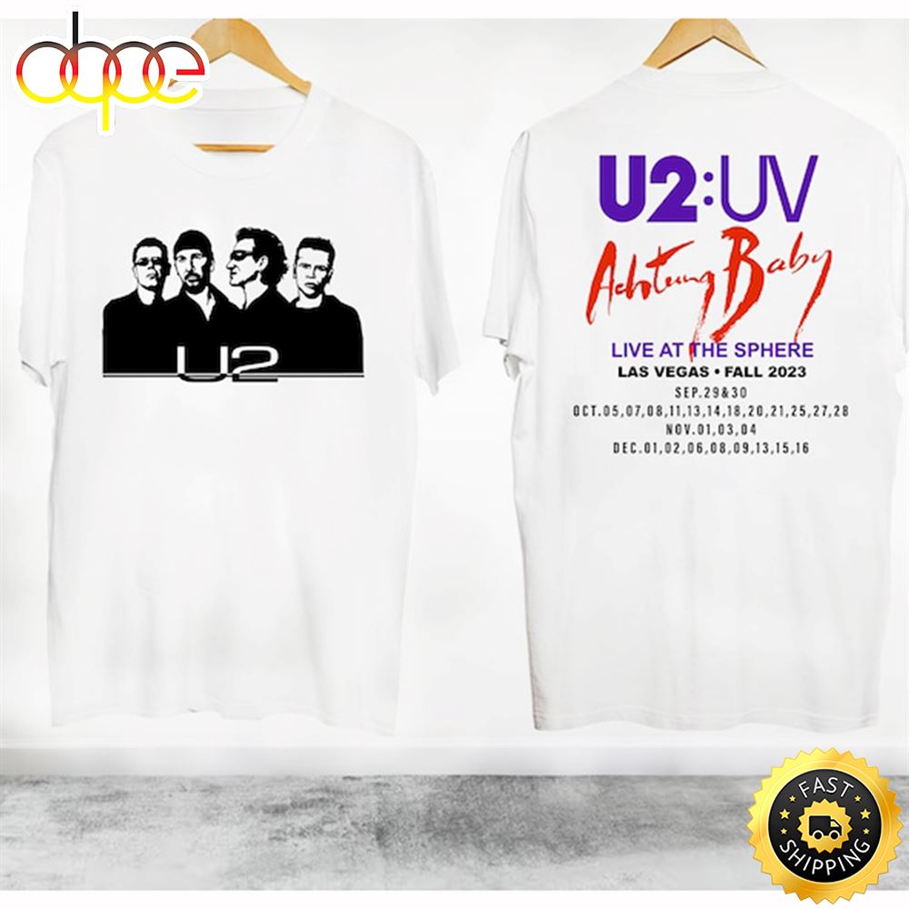 U2 Band Tour 2023 Graphic T Shirt Uv Achtung Baby Live At R3afwn