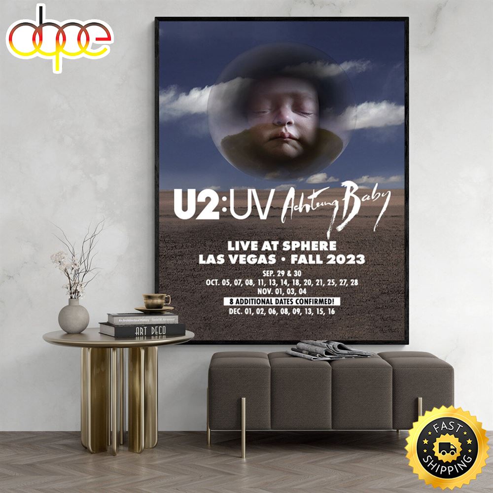 U2 Uv Achtung Baby Live At Sphere Las Vegas Tour 2023 Poster Rterrd