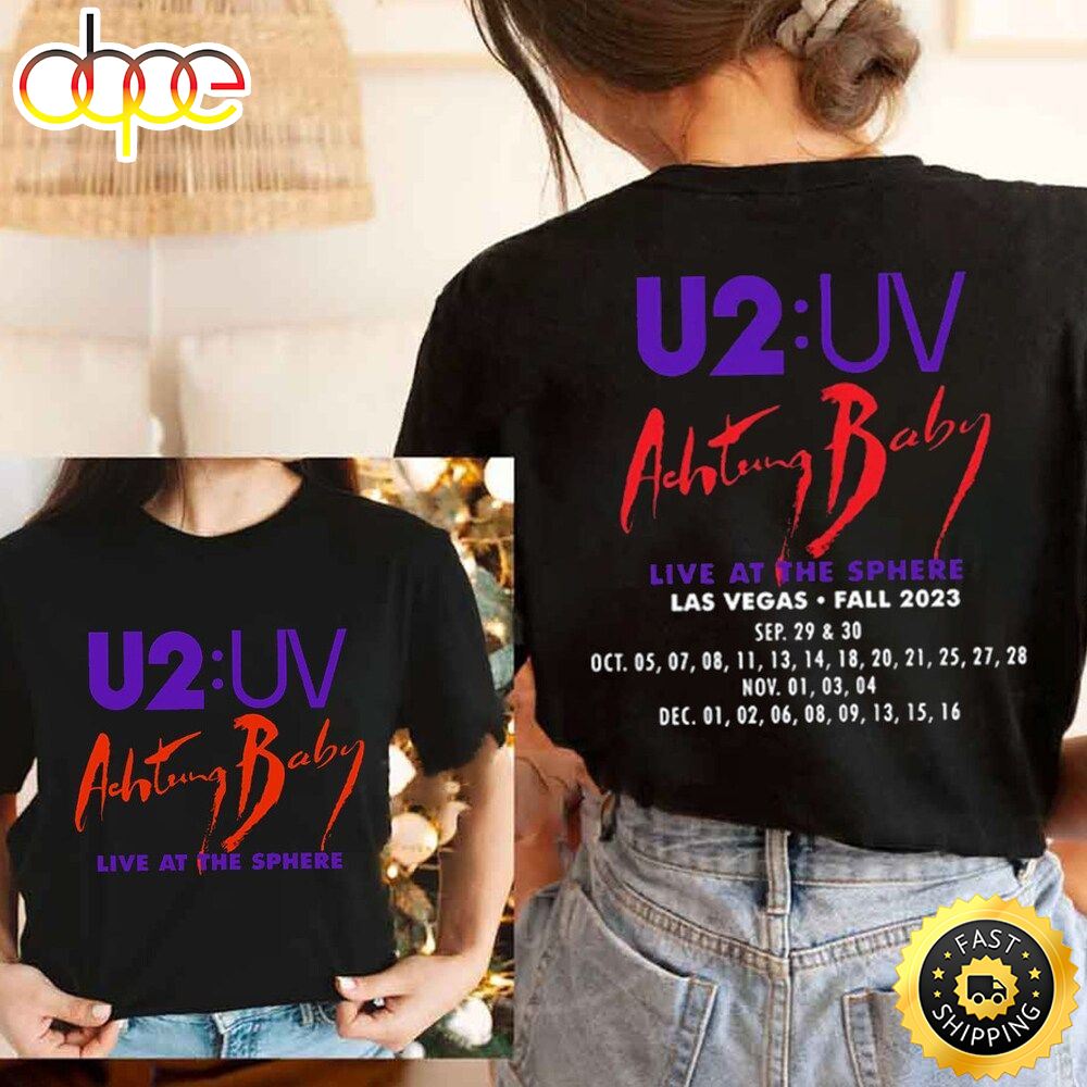 U2 Uv Achtung Baby Live At Sphere Merch Achtung Baby At Sphere Las Vegas Shirt U2 Uv Rock Band T Shirt Zpqxpw