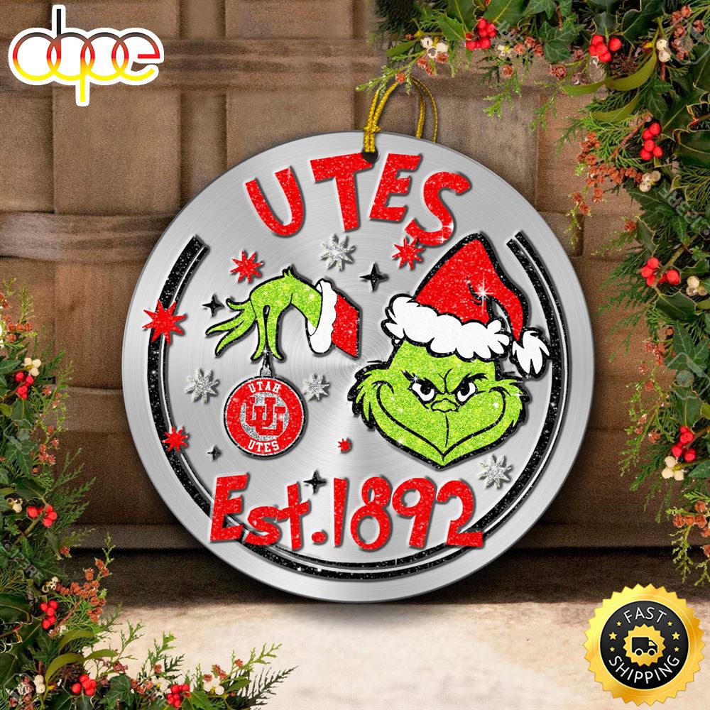 Utah Utes Grinch Circle Ornaments Christmas Dcqp4x