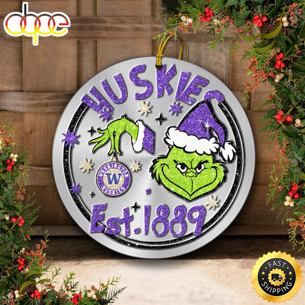 Washington Huskies Grinch Circle Ornaments Christmas Jrhpa6