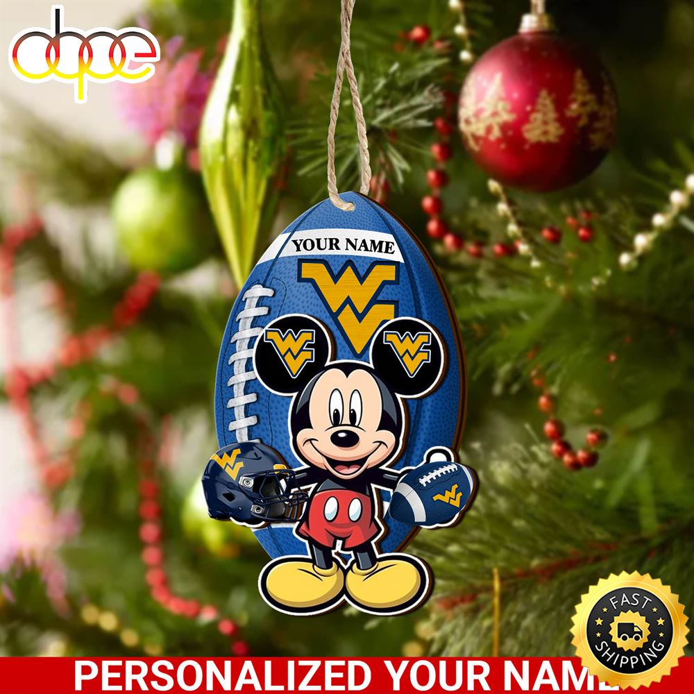 West Virginia Mountaineers And Mickey Mouse Ornament Personalized Your Name