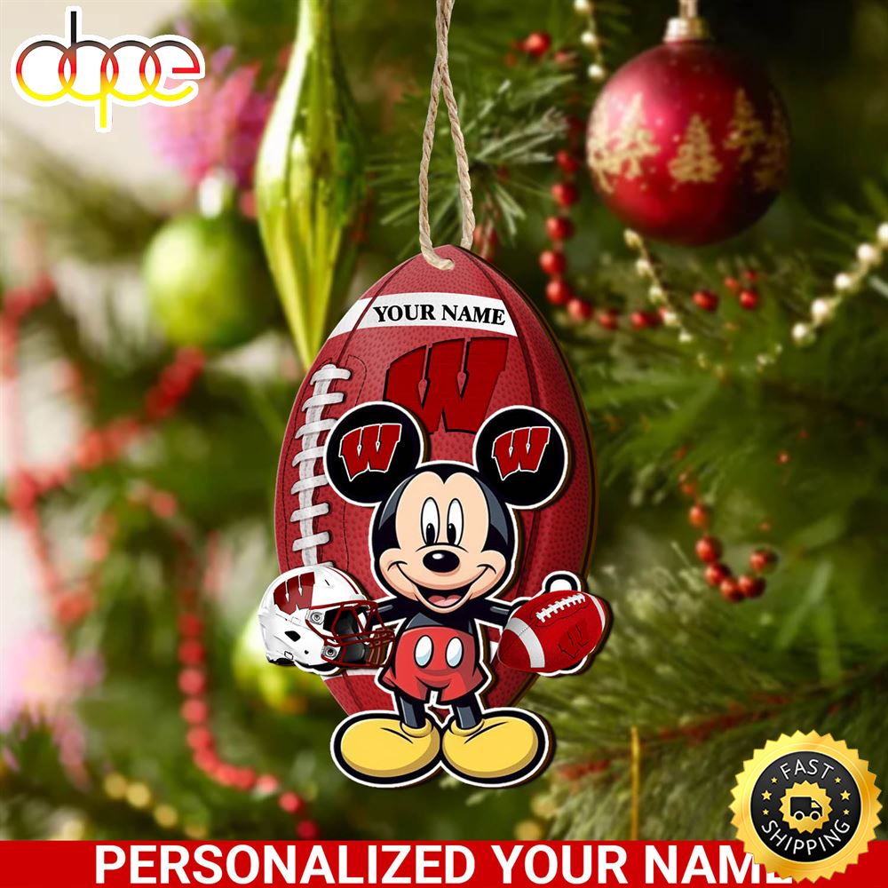 Wisconsin Badgers And Mickey Mouse Ornament Personalized Your Name