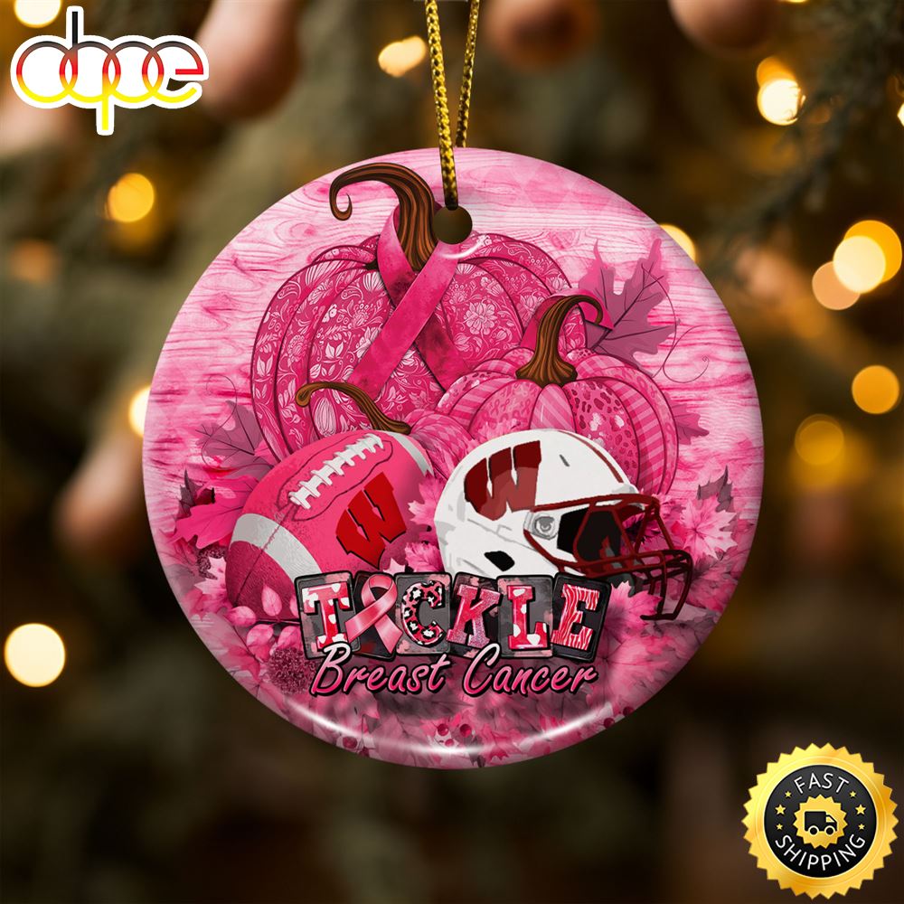 Wisconsin Badgers Breast Cancer And Sport Team Ceramic Ornament Wgbbgy