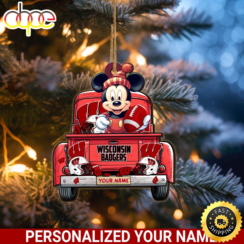 Wisconsin Badgers Mickey Mouse Ornament Personalized Your Name Sport Home Decor Emyq3p.jpg