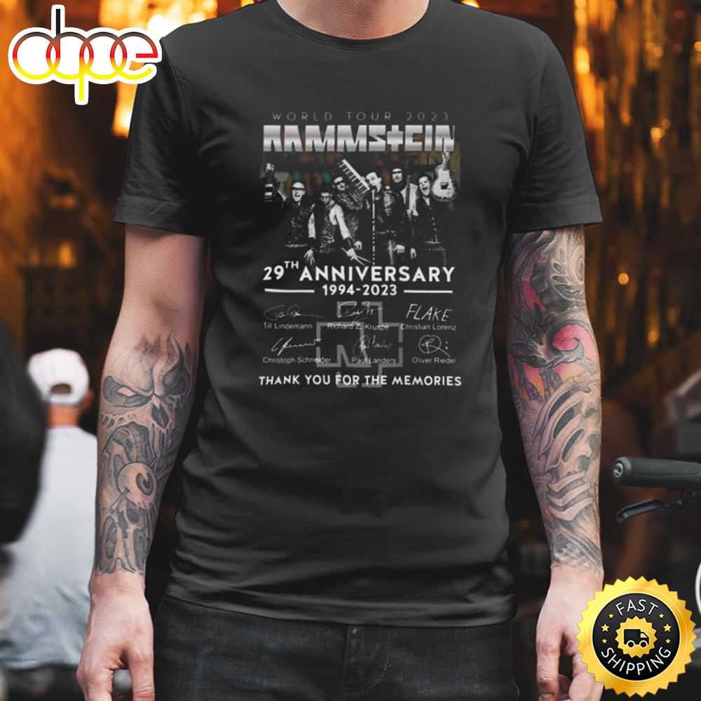 World Tour 2023 Rammstein 29th Anniversary 1994 2023 Thank You For The Memories Signatures Shirt Flhrxl.jpg