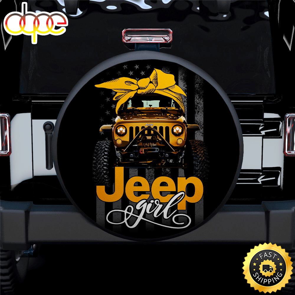 Yellow Jeep Girl Car Spare Tire Covers Gift For Campers Lwavc1