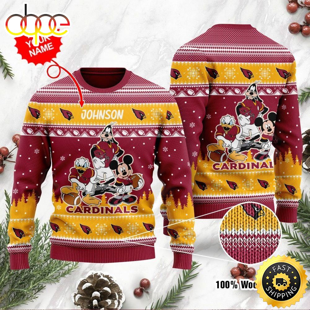 Arizona Cardinals Disney Donald Duck Mickey Mouse Goofy Personalized Ugly Christmas Sweater Perfect Holiday Gift Exu3lz.jpg