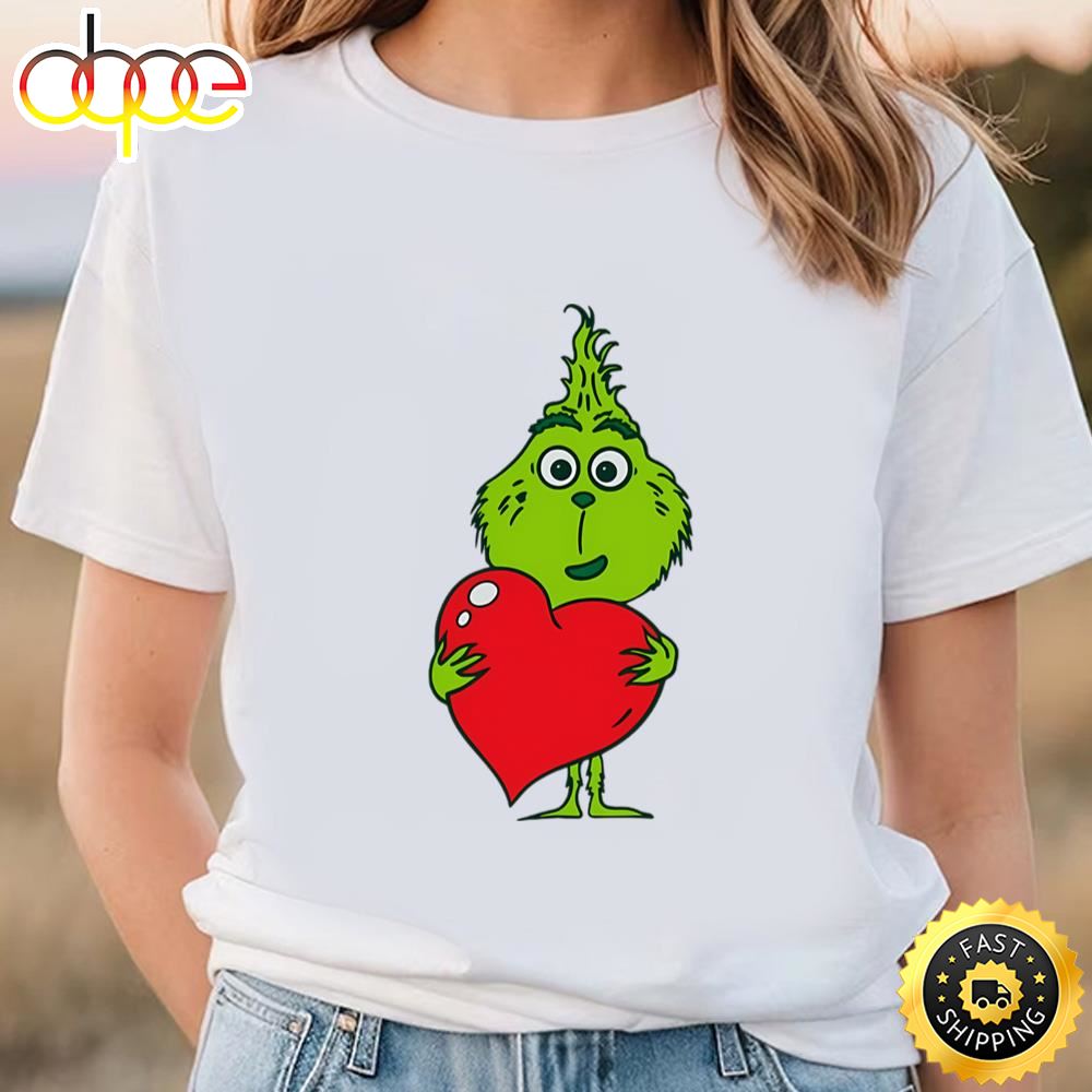 Baby Grinch Holding Heart Valentine Shirt
