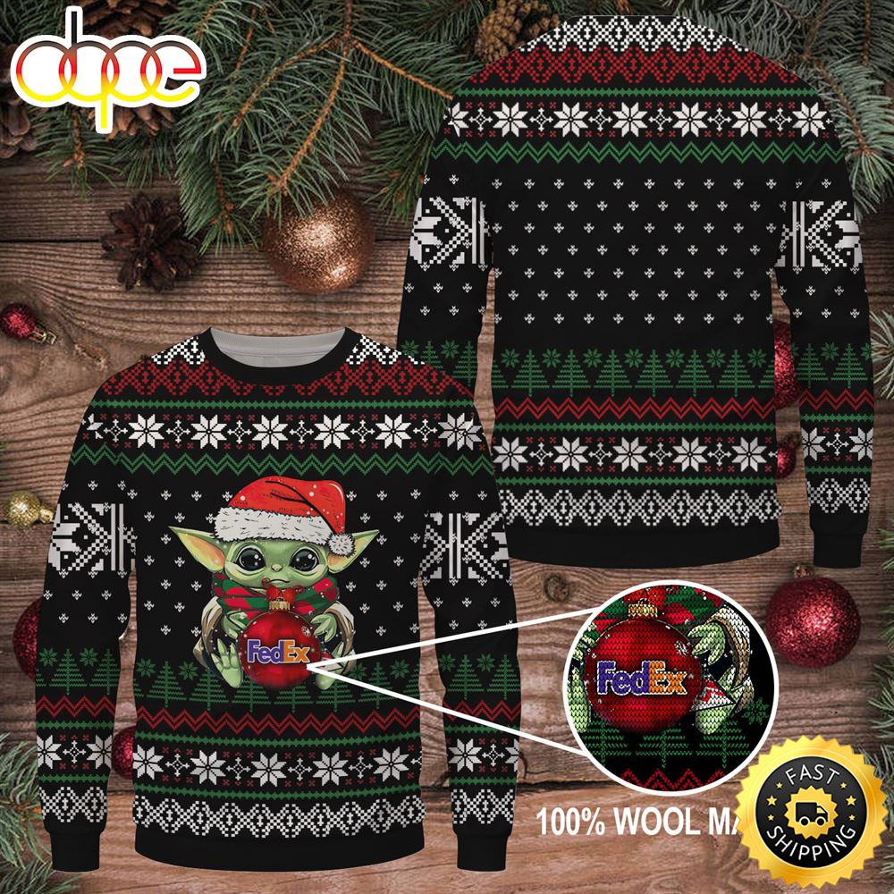 Baby Yoda Merry Christmas Fedex Ugly Sweater