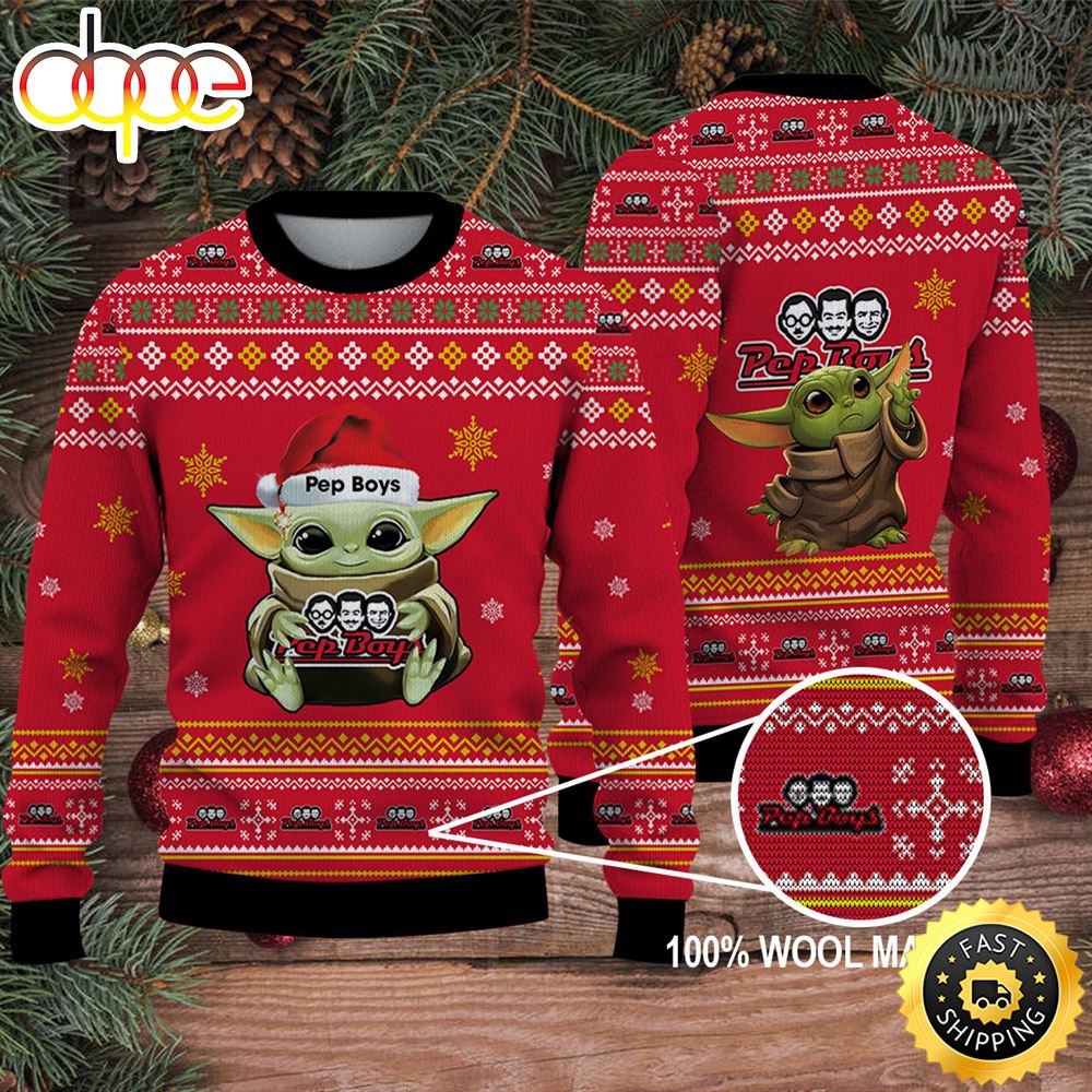 Baby Yoda Merry Christmas Ugly Sweater Pep Boys