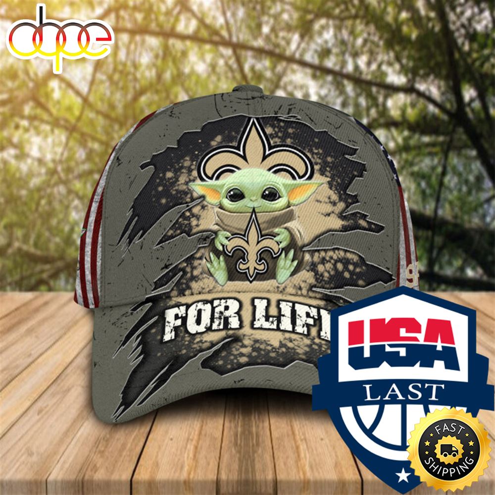 Baby Yoda NFL New Orleans Saints For Life Cap