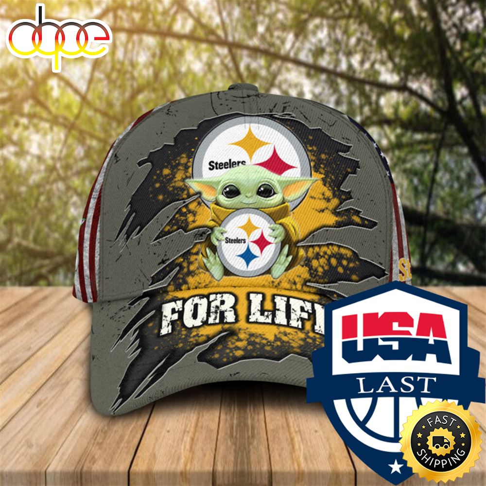 Baby Yoda NFL Pittsburgh Steelers For Life Cap