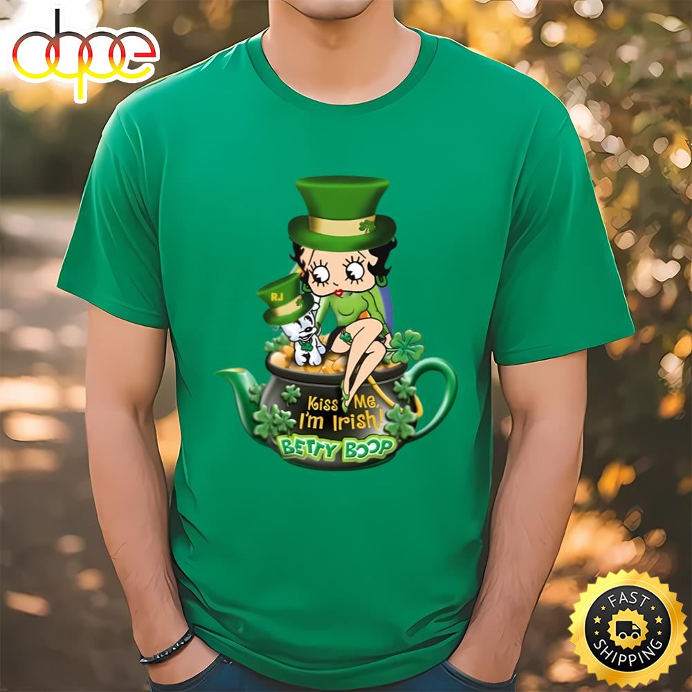 Betty Boop Kiss Me I’m Irish St Patricks T Shirt Tee