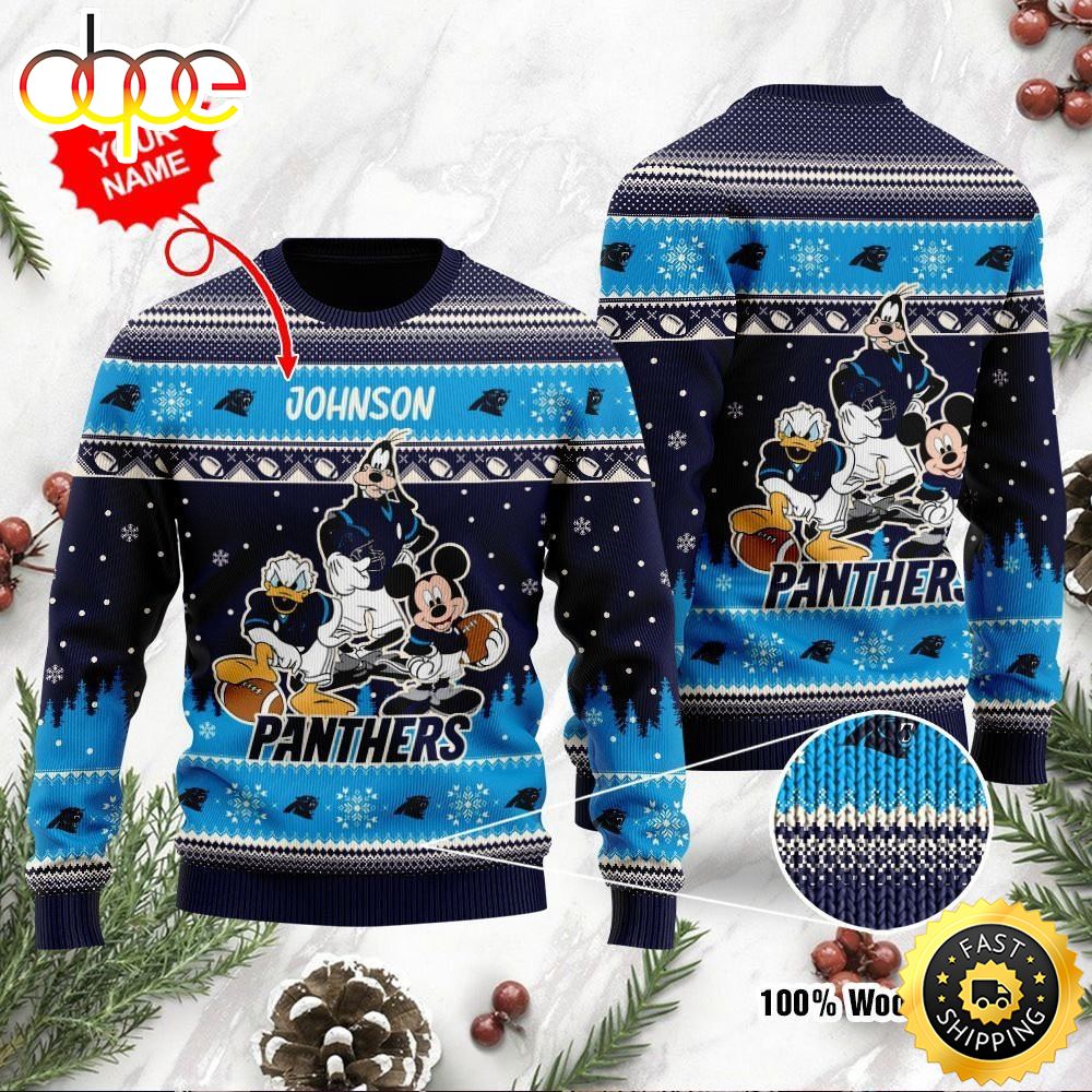 Carolina Panthers Disney Donald Duck Mickey Mouse Goofy Personalized Ugly Christmas Sweater Perfect Holiday Gift Jjjhxm.jpg