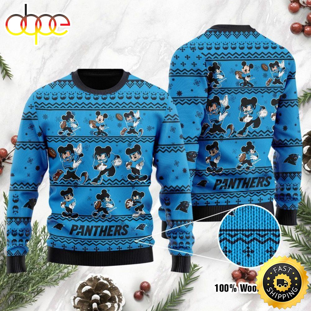 Carolina Panthers Mickey Mouse Ugly Christmas Sweater, Perfect Holiday Gift