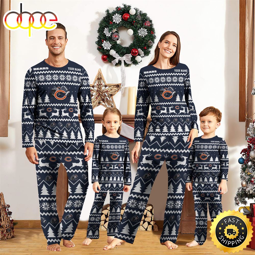 Chicago Bears Christmas NFL Custom Family Pajamas