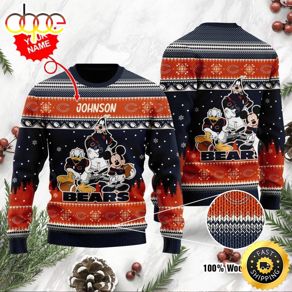 Chicago Bears Disney Donald Duck Mickey Mouse Goofy Personalized Ugly Christmas Sweater Perfect Holiday Gift Nycbar.jpg