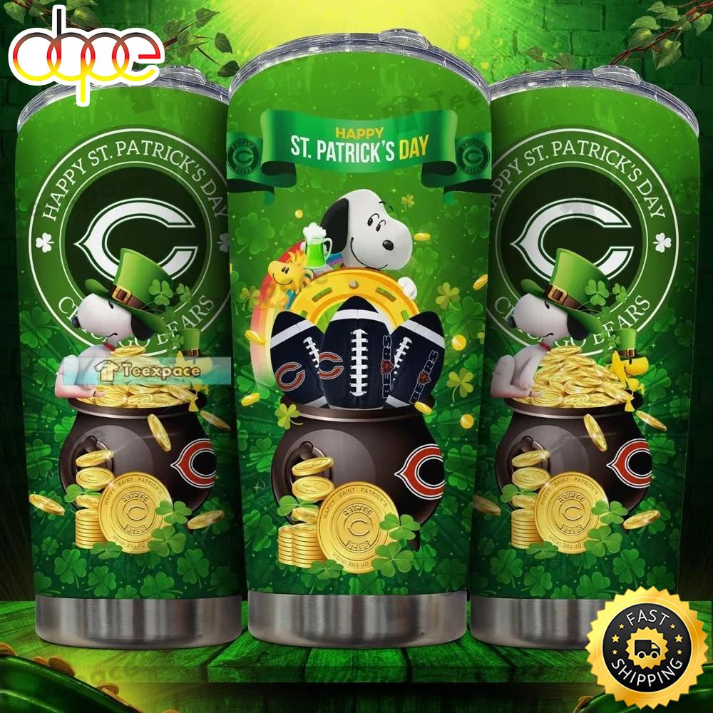 Chicago Bears Snoopy Happy St Patrick's Day Tumbler