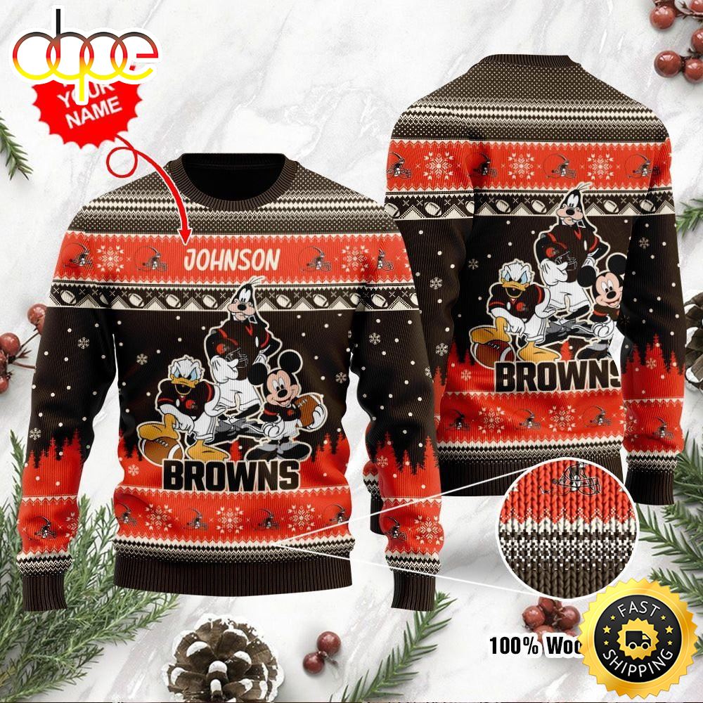 Cleveland Browns Disney Donald Duck Mickey Mouse Goofy Personalized Ugly Christmas Sweater Perfect Holiday Gift Pva4gf.jpg