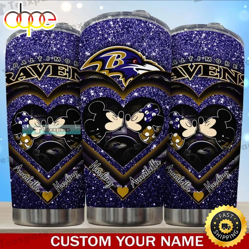 Custom Baltimore Ravens Mickey Minnie Valentine Tumbler