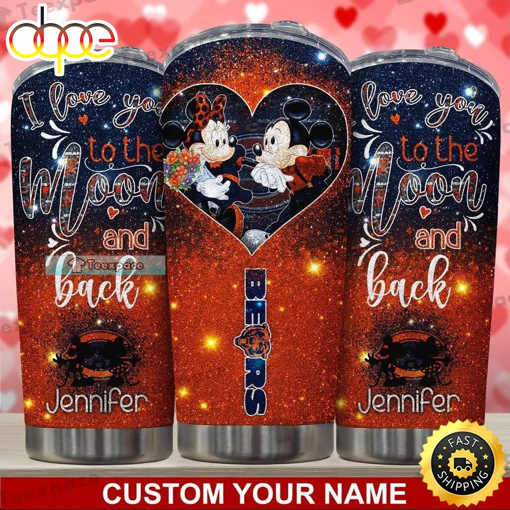 Custom Bears Love You To The Moon Valentine Mickey Minnie Tumbler