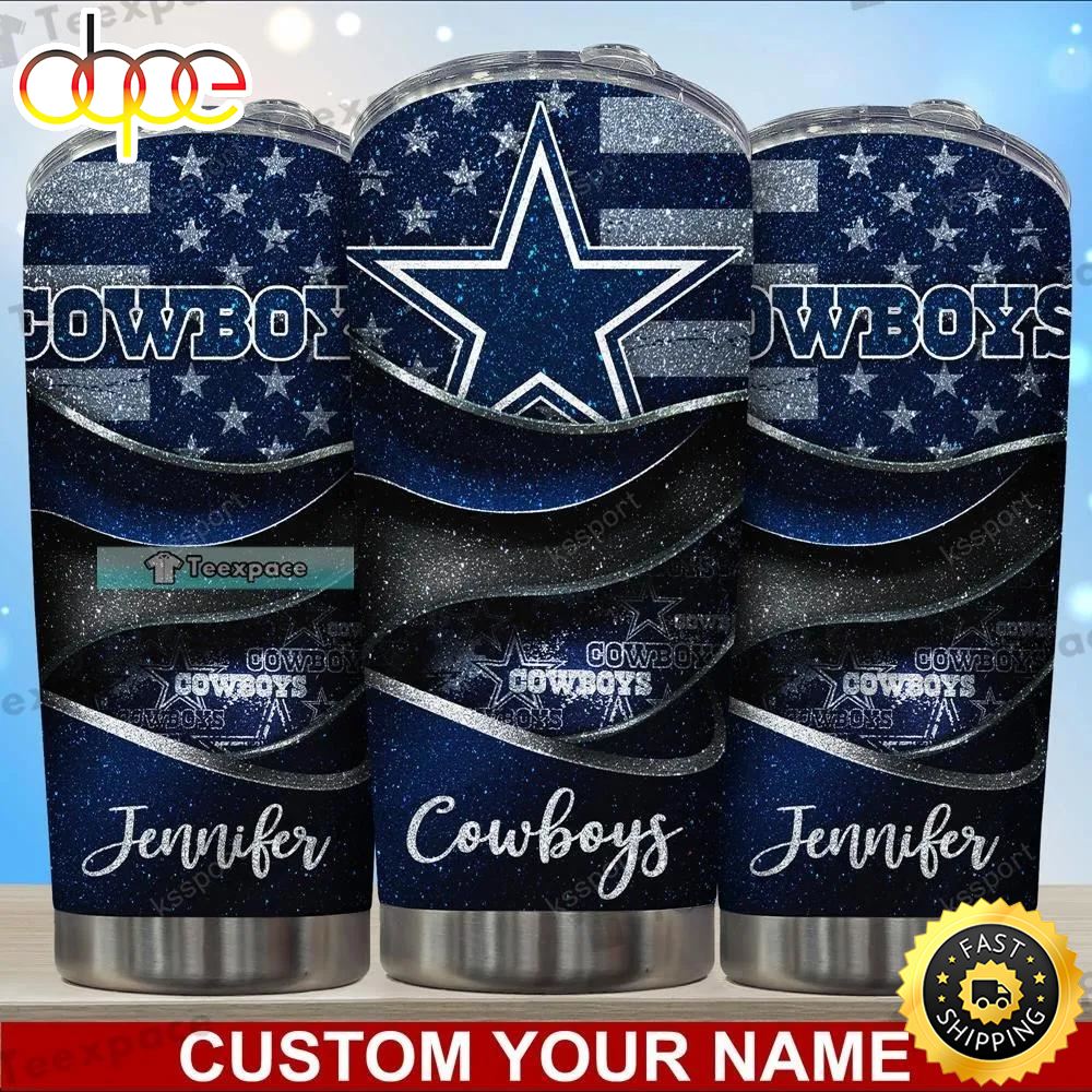Custom Dallas Cowboys Ameica's Team Glitter Tumbler