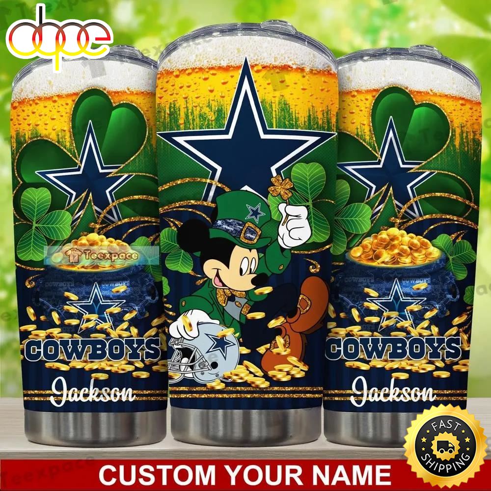 Custom Dallas Cowboys Irish Mickey Saint Pactrick's Day Tumbler