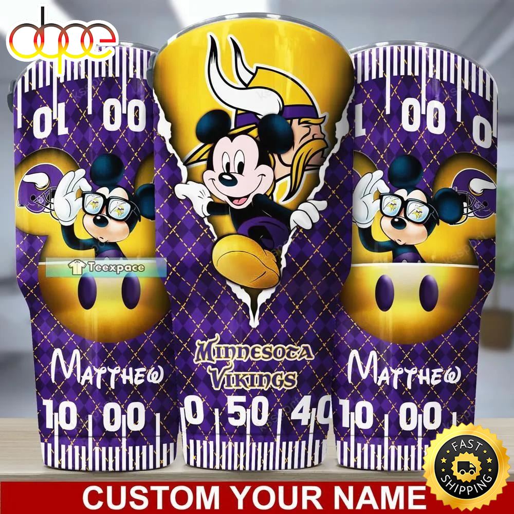 Custom Minnesota Vikings Mickey Caro Pattern Tumbler