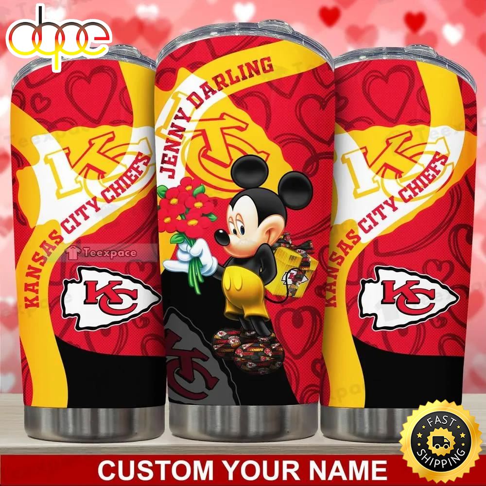 Custom Name Chiefs Mickey Valentine Tumbler Gift For Her
