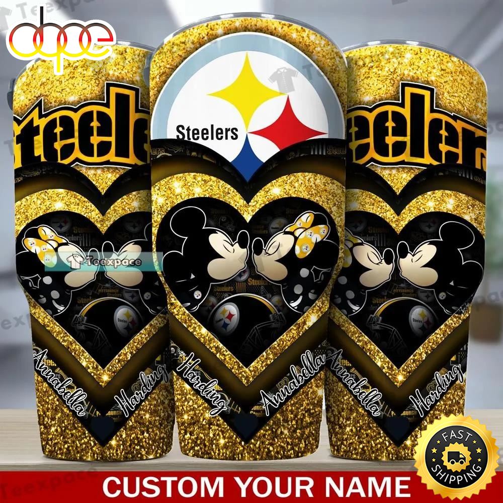 Custom Name Couples Mickey Pittsburgh Steelers Tumbler