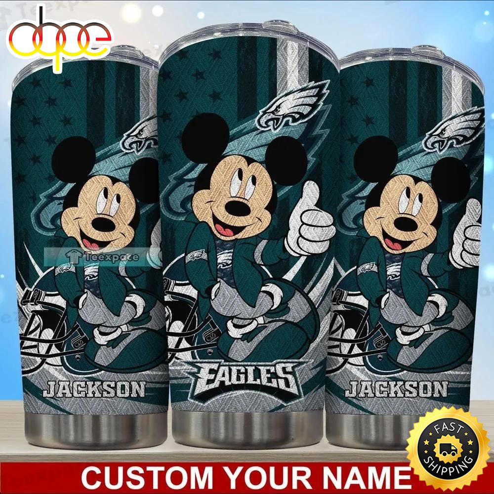 Custom Name Eagles Mickey Mouse Anniversary Tumbler