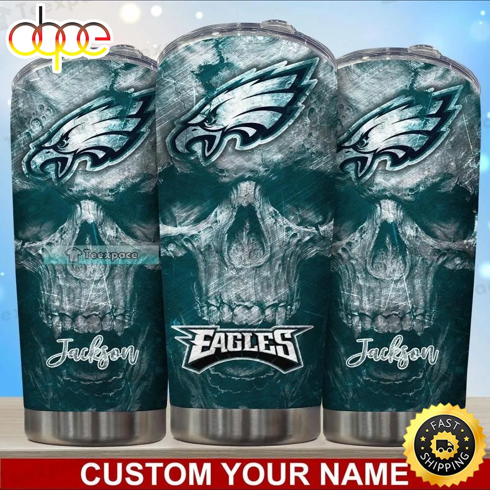 Custom Name Eagles Skull Pattern Tumbler Gift For Men