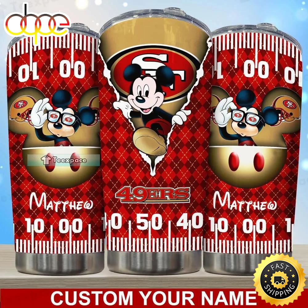 Custom Name Mickey Player San Francisco 49ers Tumbler