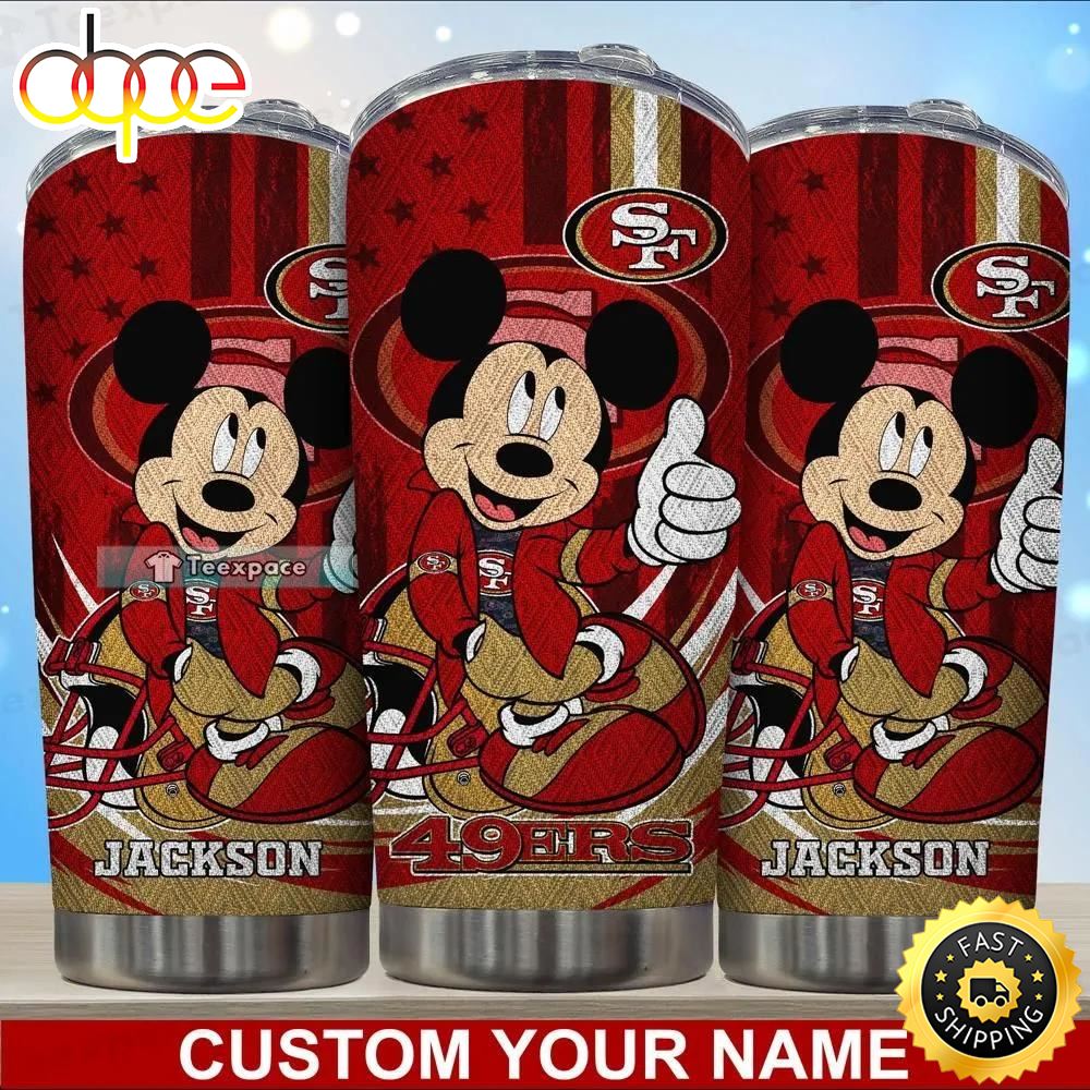 Custom Name Mickey Smile San Francisco 49ers Tumbler