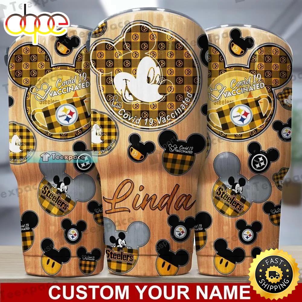 Custom Name Pittsburgh Steelers Mickey Pattern Tumbler